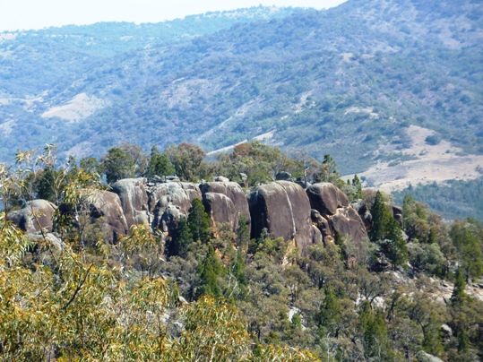 Weathered granite with Warrabah Creek Valley beyond.