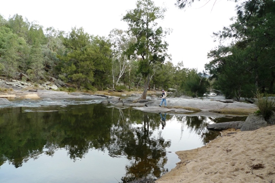 Tranquil pool on Namoi River near our campground.